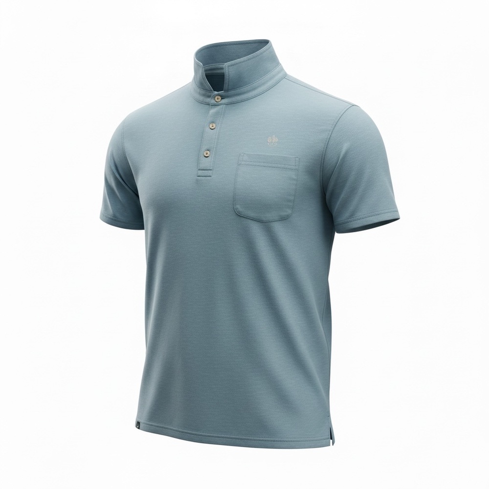 Johnnie-O Blue Henley Polo Shirt Short Sleeve Pocket Golf Men XL